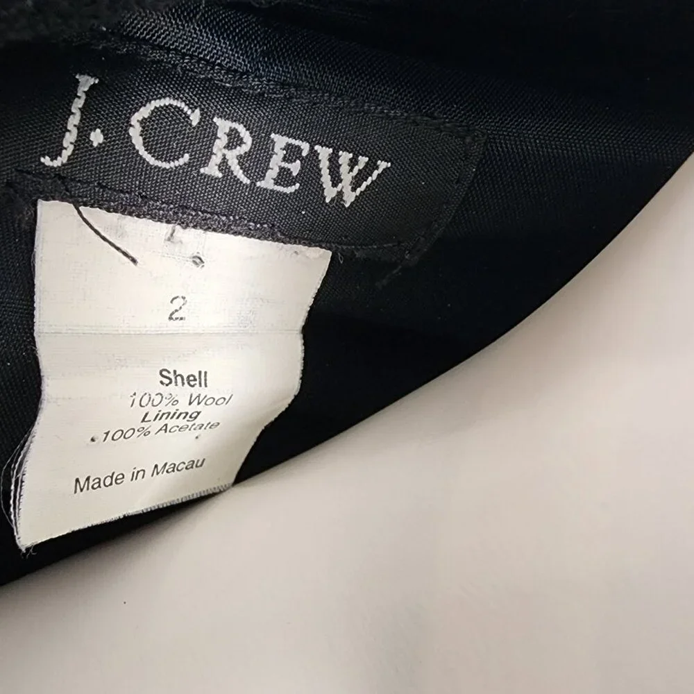 J Crew Blazer Jacket Womens Size 2 100% Wool Solid All‎ Black Double Breasted - Picture 5 of 5